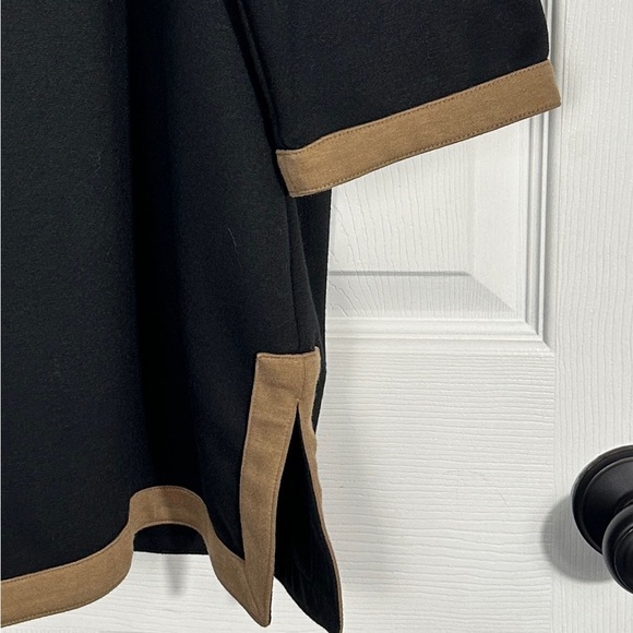 Coldwater Creek sz L/14 tunic, black w/brown trim, 3/4 sleeves, fall, autumn - Picture 3 of 10